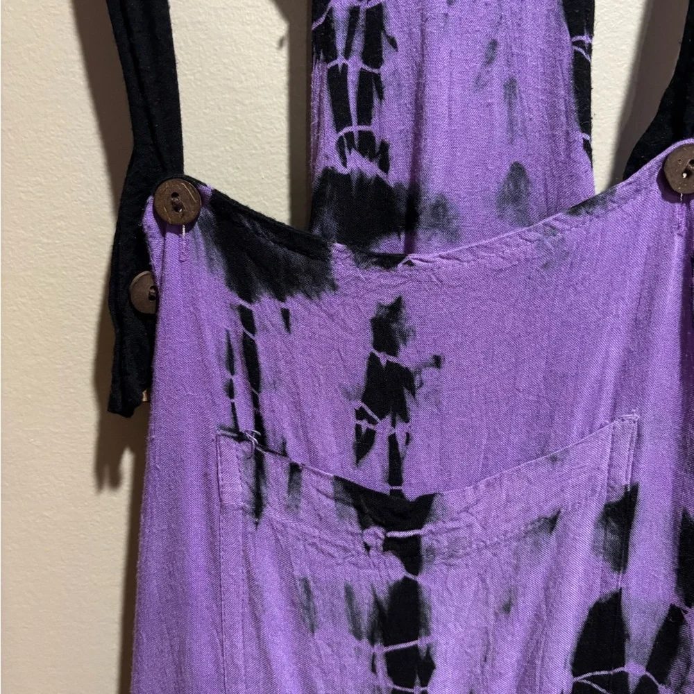 Purple Tie-Dye Relaxed Jumpsuit SHORT - Picture 5 of 8